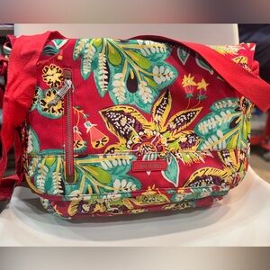 Vera Bradley Red and Yellow Crossbody Bag with Floral Design